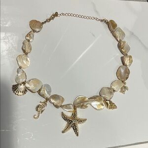 Necklace Gold and Cream Shell Charm Necklace beach vacation